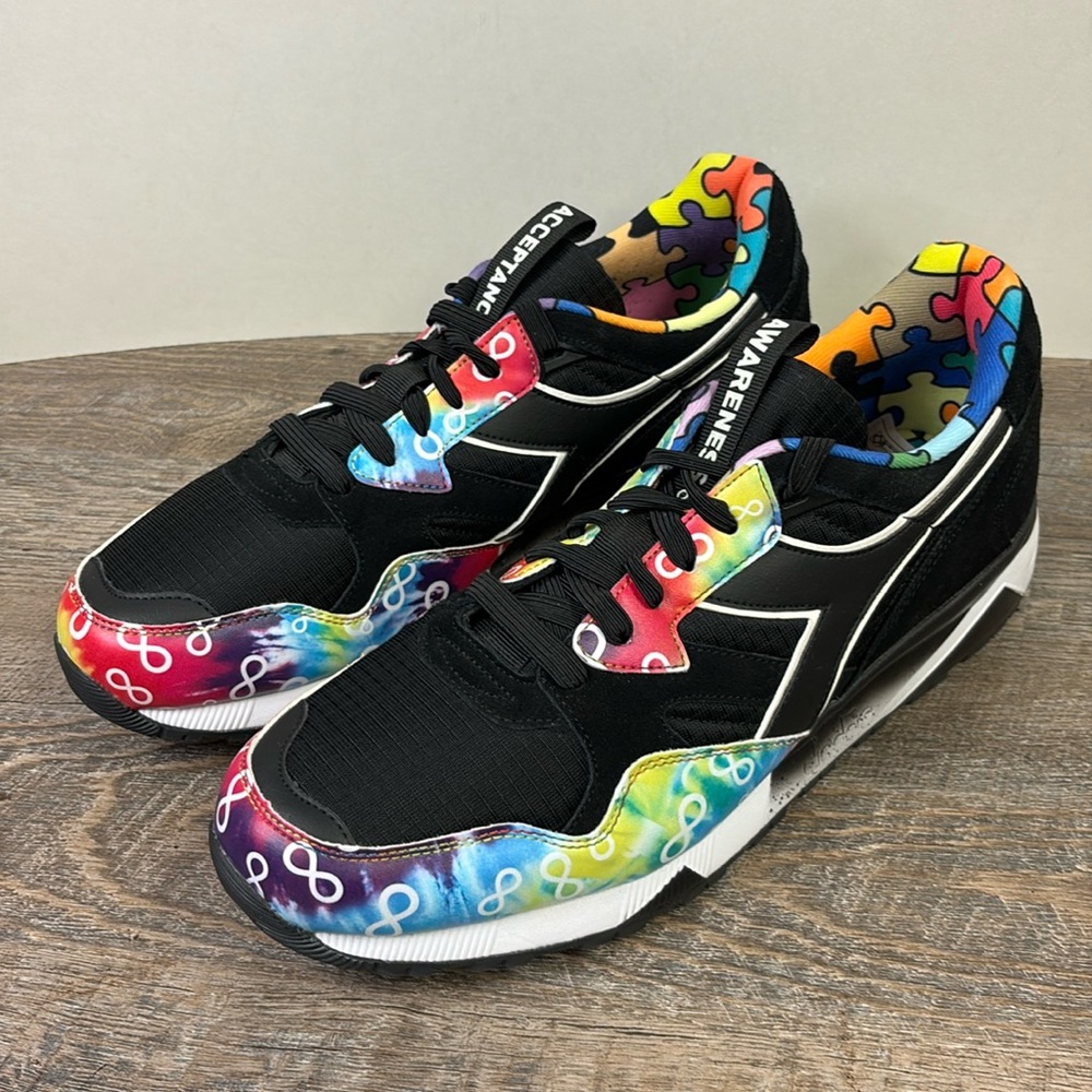 Diadora N9000 Autism Awareness Multicolor Sneakers Black Men’s Size 12 - Picture 1 of 8
